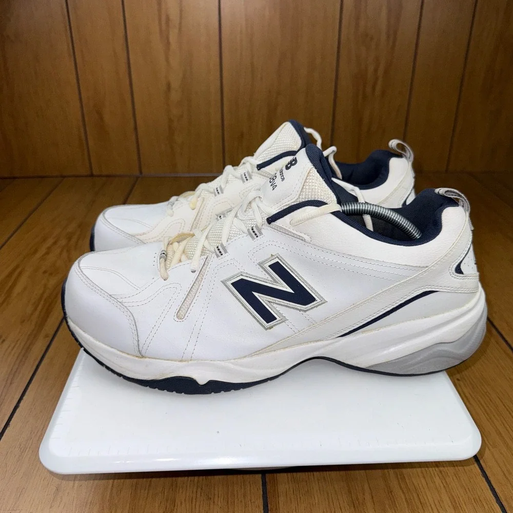New Balance 608v4 Mens White Navy Leather Training Shoes MX608V4W Size 15 4E
